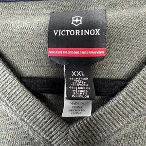 Victorinox Sweater Men's Extra Extra Large Xxl Green Pullover Merino Wool V-neck